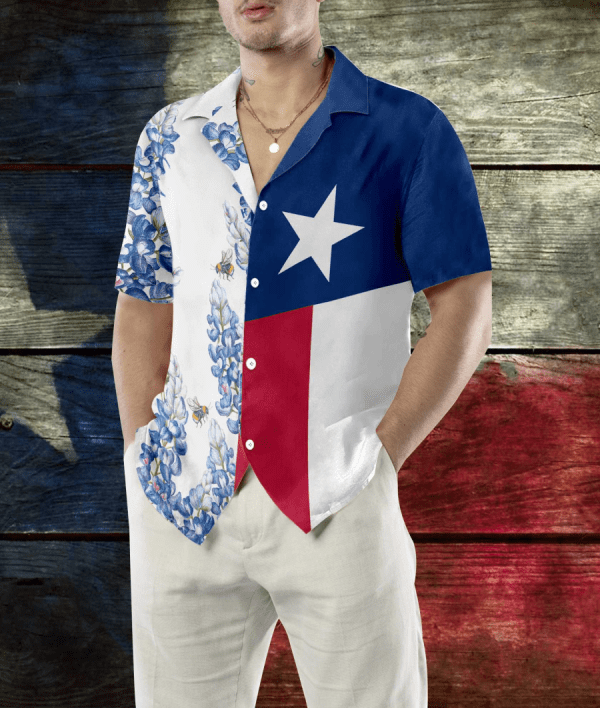 Texas Flag Bluebonnets V2 Hawaiian Shirt