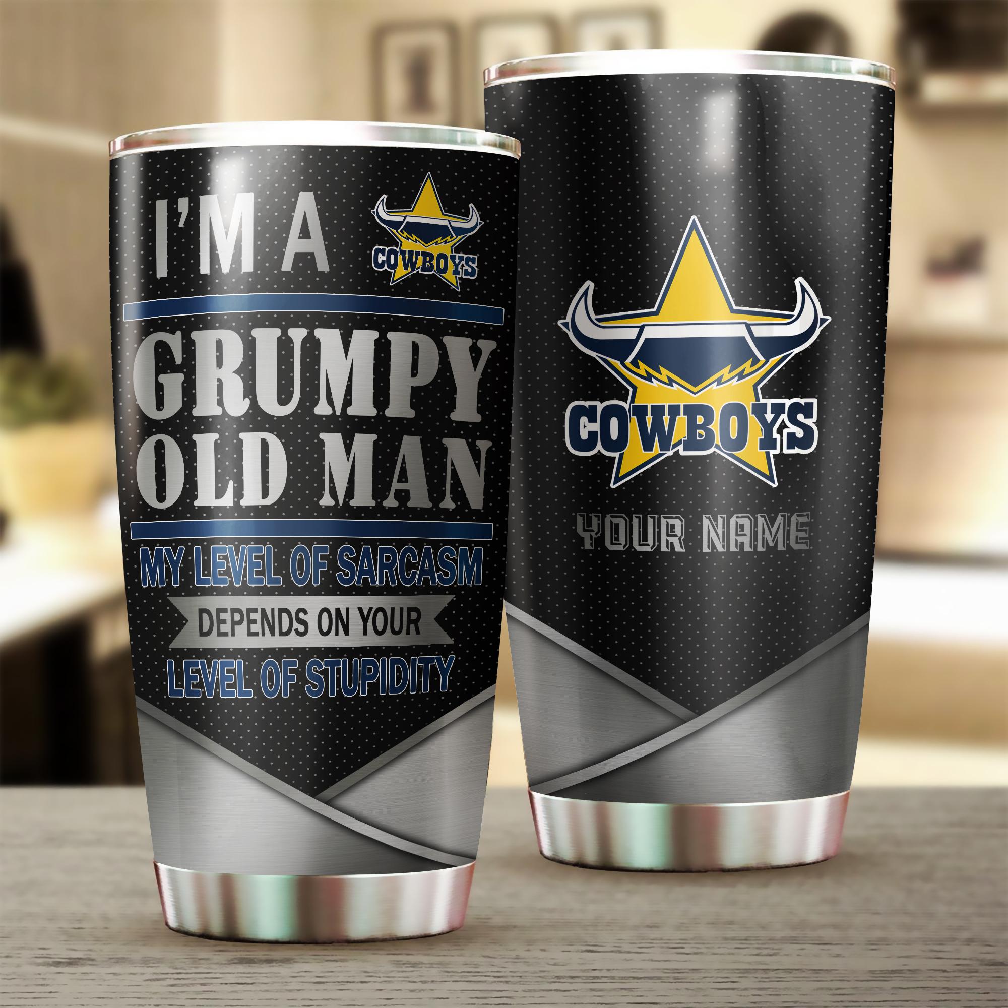 North Queensland Cowboys I’m A Grumpy Old Man Custom Name Tumbler Cup