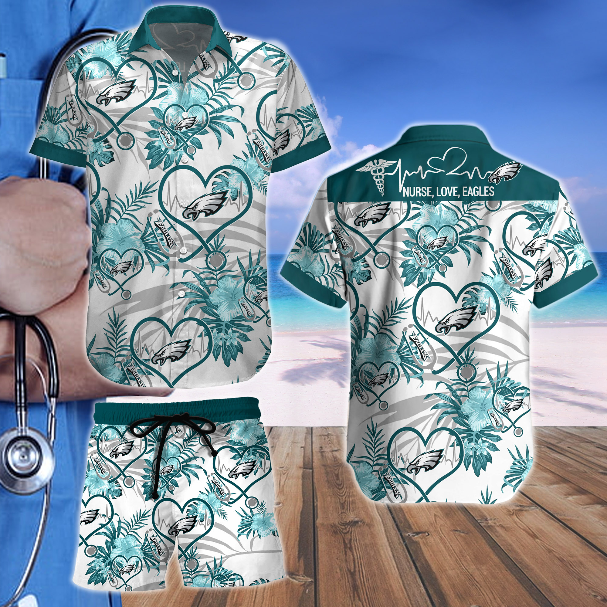 Nurse Love Philadelphia Eagles Hawaiian shirt