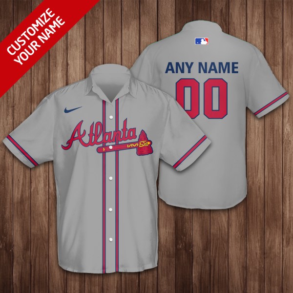 Atlanta Braves MLB Grey Personalized Hawaiian Shirt