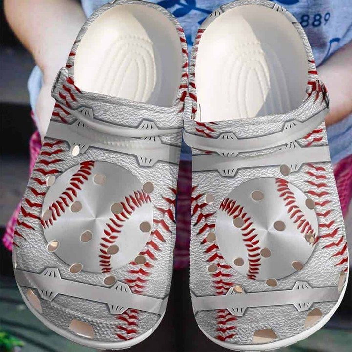 Silver Baseball Crocs Crocband Clogs
