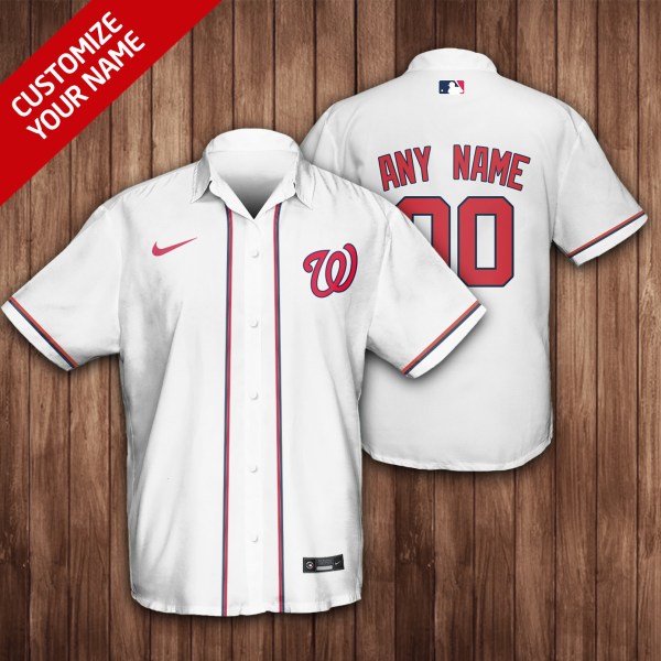 MLB Washington Nationals White Personalized Hawaiian Shirt