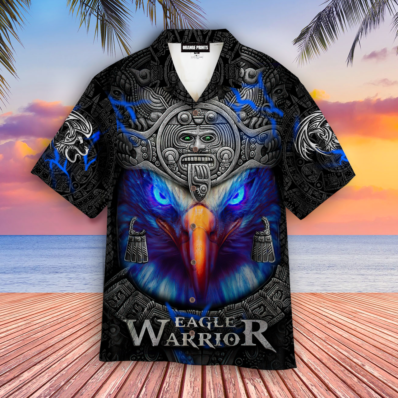 American Eagle Warior Aztec Hawaiian Shirt