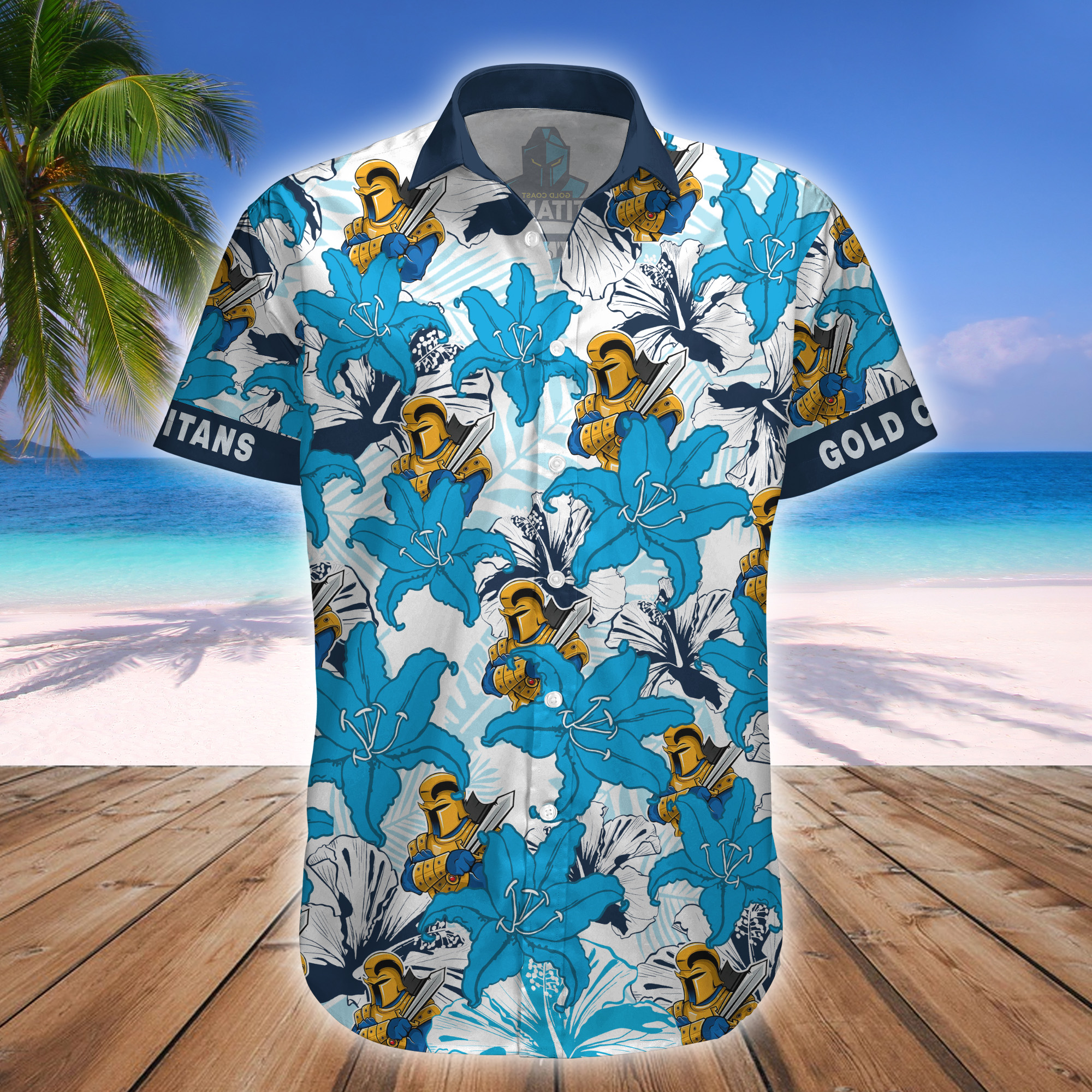 Gold Coast Titans NRLMascot Hawaiian Shirt