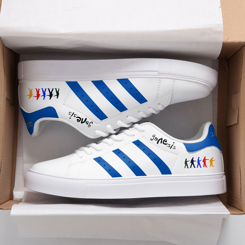 Genesis White Blue 3d Over Printed Stan Smith Shoes