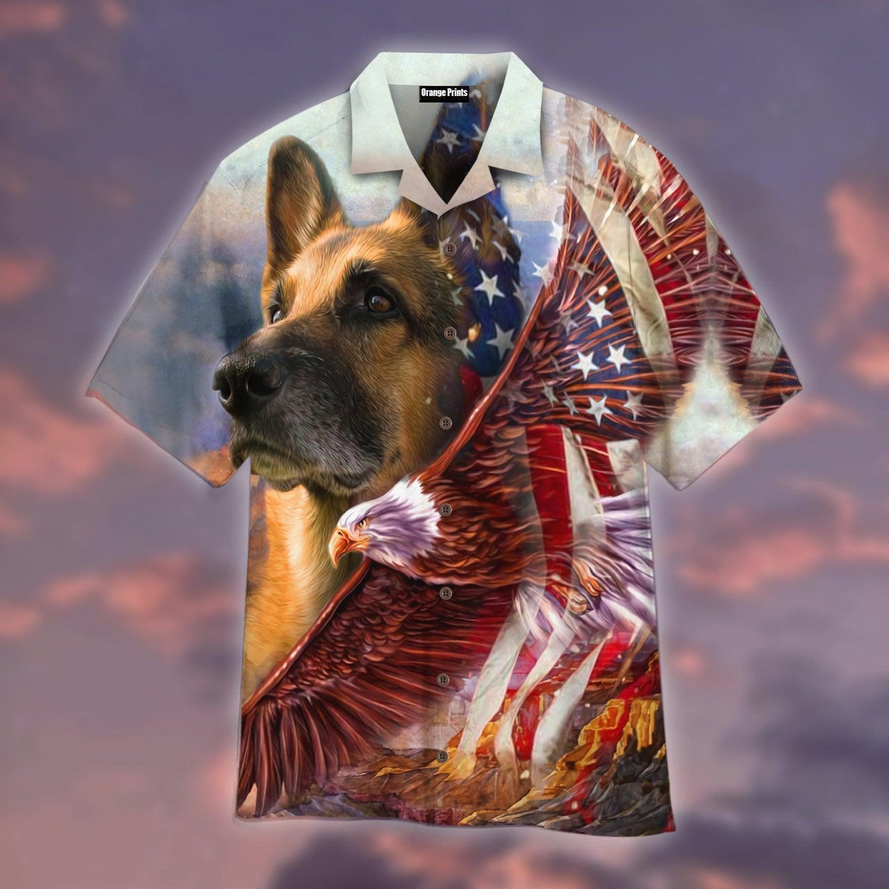 German Shepherd American Patriot Hawaiian Shirt