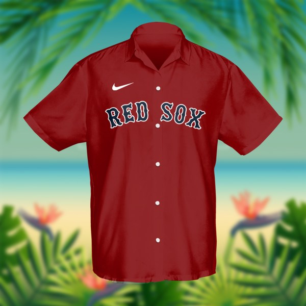 MLB Custom Name Boston red sox Red Hawaiian Shirt