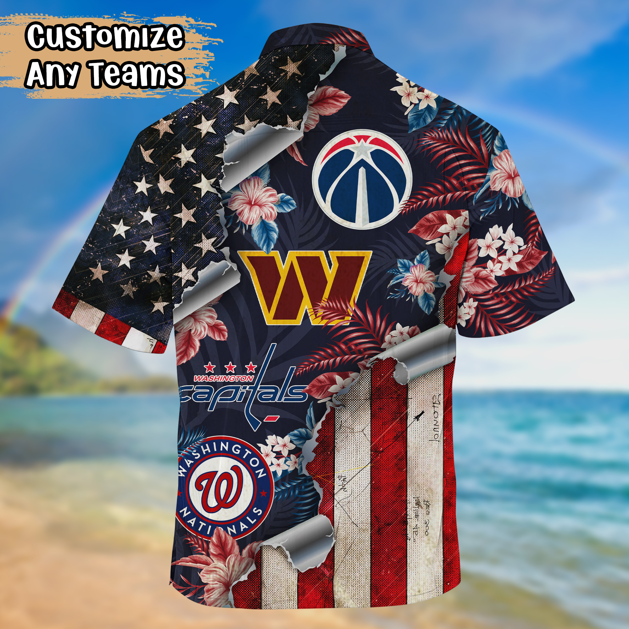 Washington Sport Teams US Flag Independence Day Hawaiian Shirt