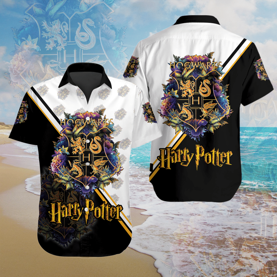 Harry Potter Black And White Hawaiian Shirt