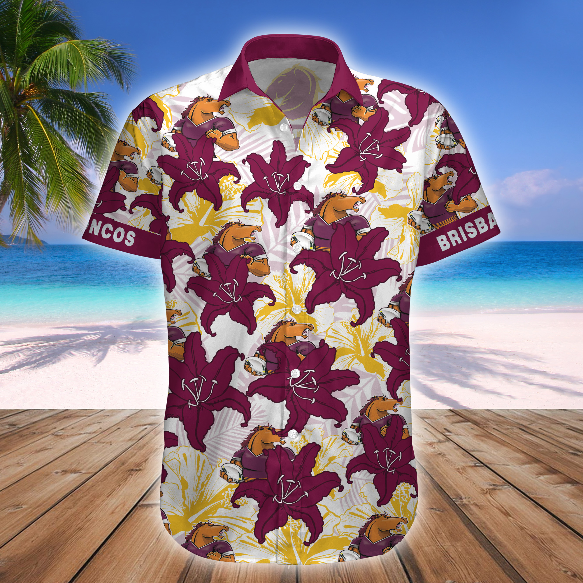 Brisbane Broncos NRL Mascot Hawaiian Shirt