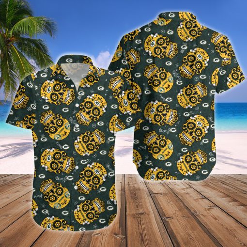 Green Bay Packers Skull Hawaiian Shirt And Short