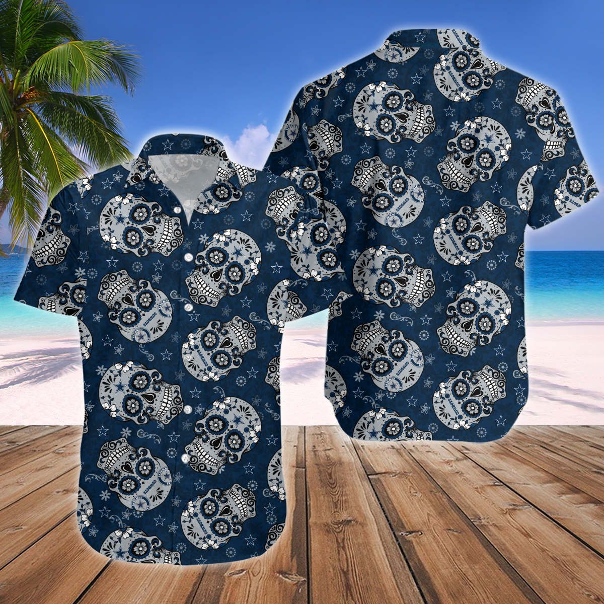 Dallas Cowboys Skull Hawaiian Shirt And Short