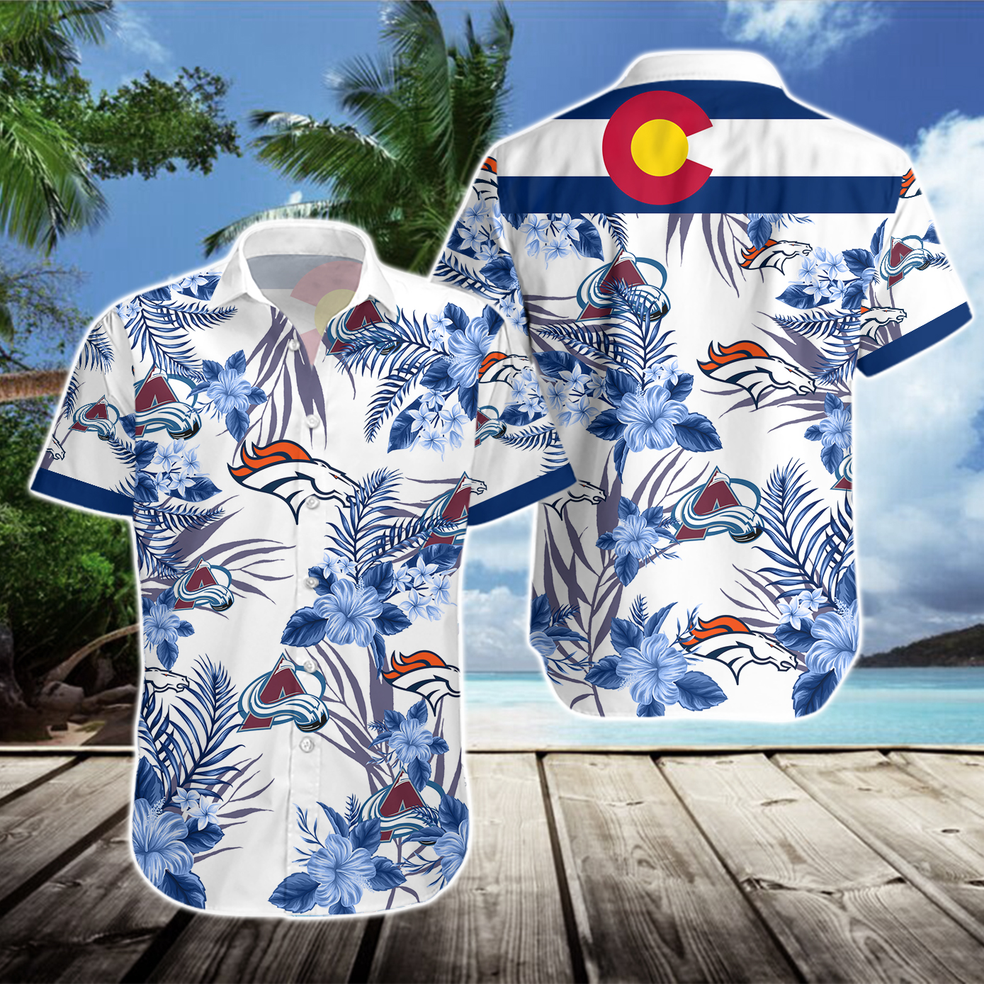 Denver Broncos Colorado Avalanche Hawaiian Shir