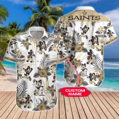 New Orleans Saints Mickey Custom Name Hawaiian Shirt