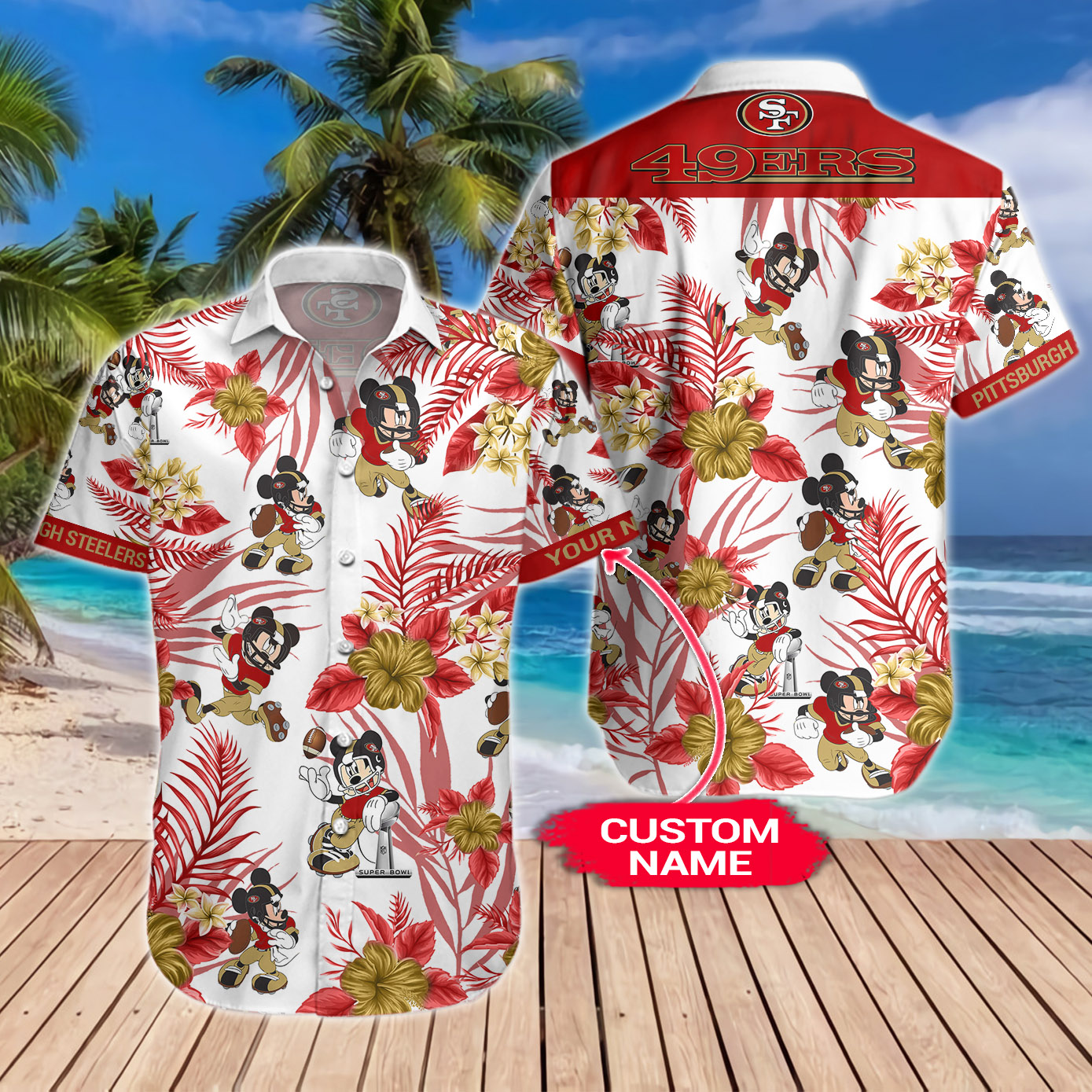 San Francisco 49ers Mickey Custom Name Hawaiian Shirt