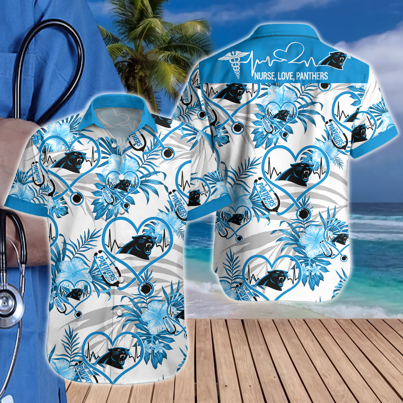 Nurse Love Carolina Panthers Hawaiian shirt