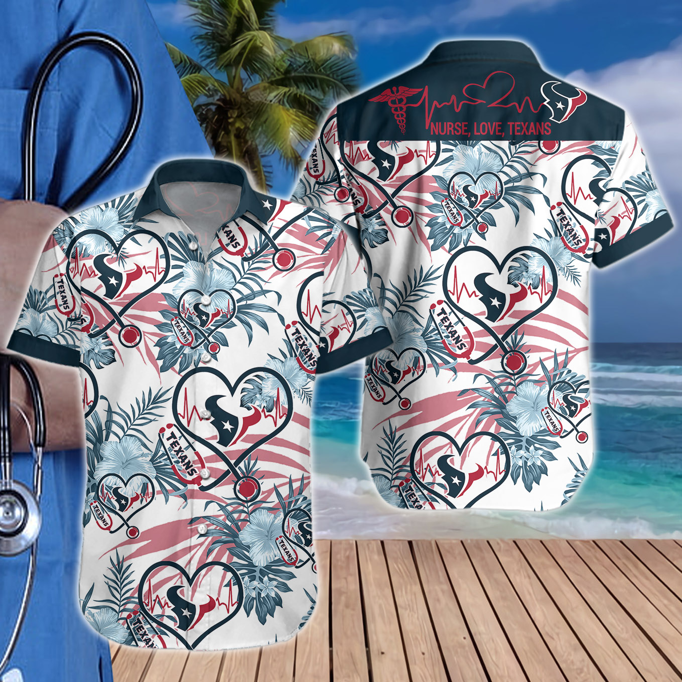 Nurse Love Houston Texans Hawaiian shirt