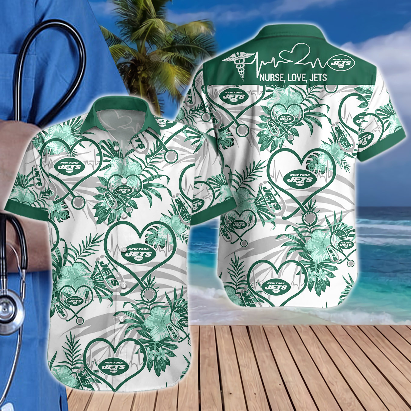 Nurse Love New York Jets Hawaiian shirt