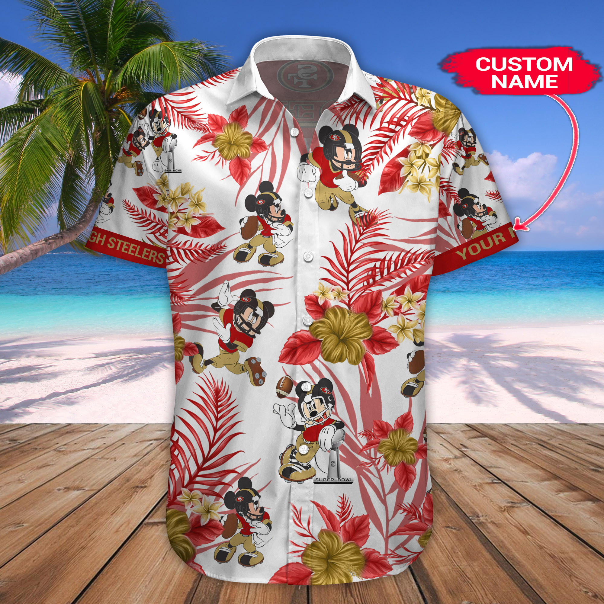 San Francisco 49ers Mickey Custom Name Hawaiian Shirt