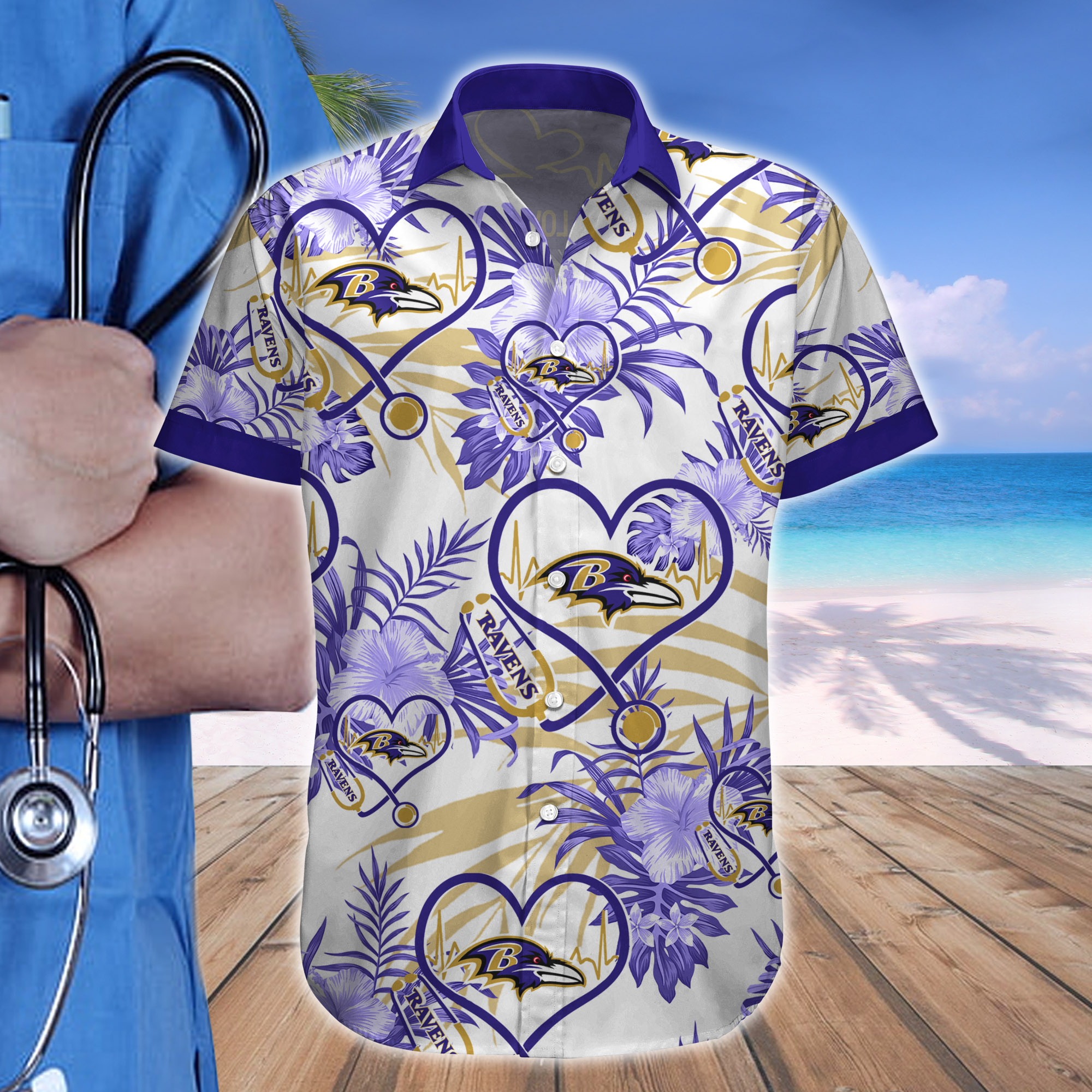 Nurse Love Baltimore Ravens Hawaiian shirt