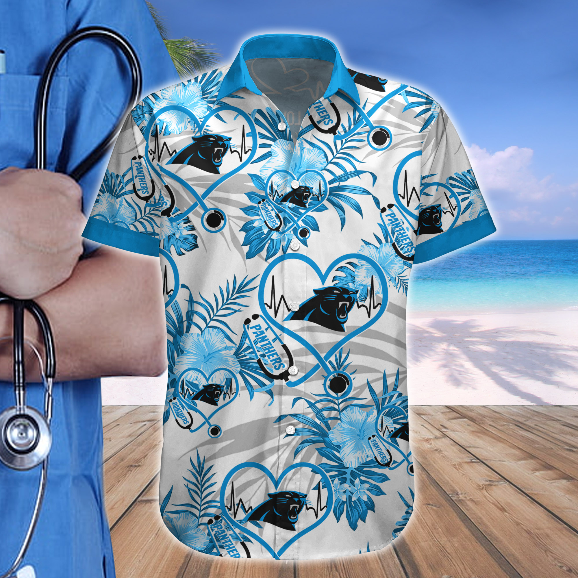 Nurse Love Carolina Panthers Hawaiian shirt