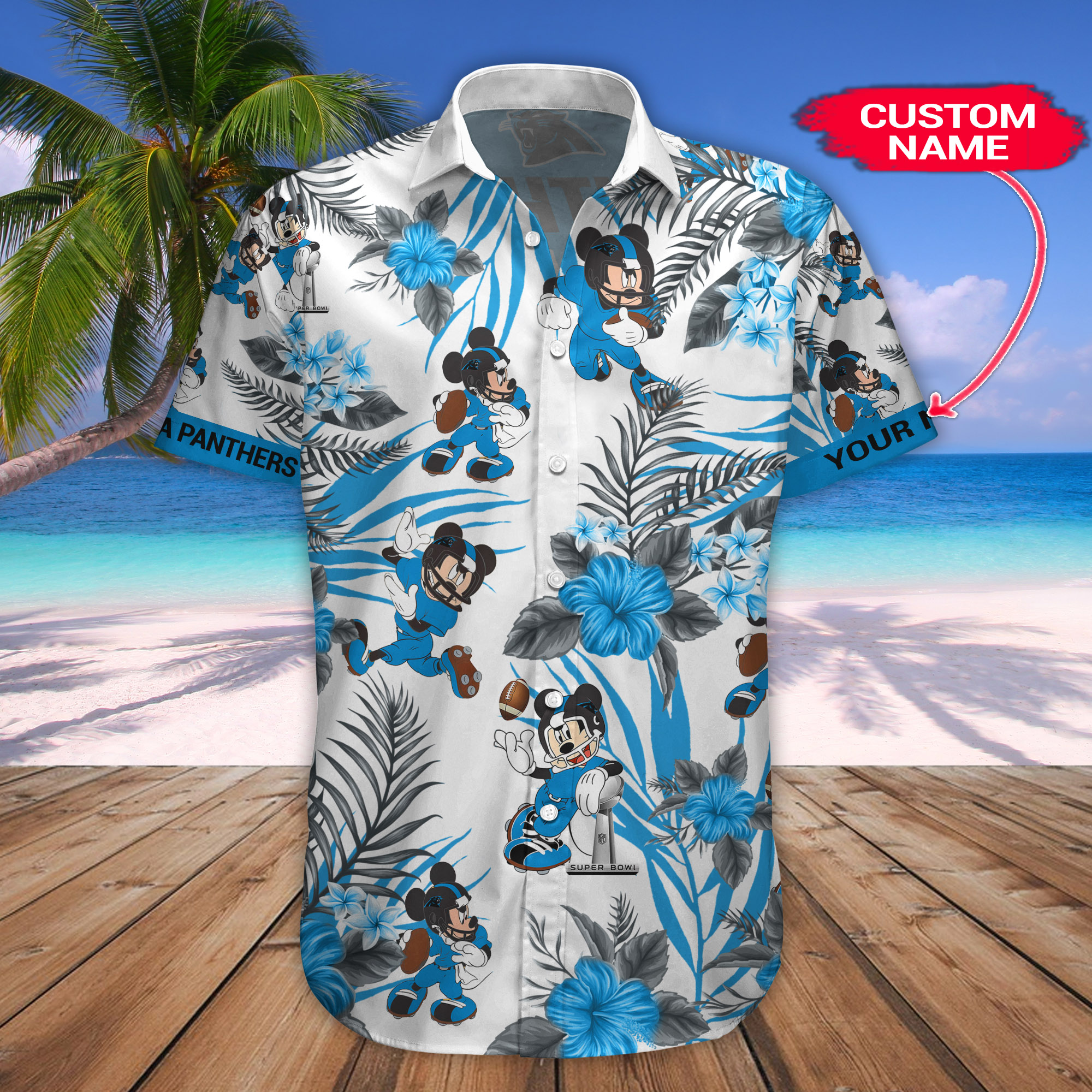 Carolina Panthers Mickey Custom Name Hawaiian Shirt