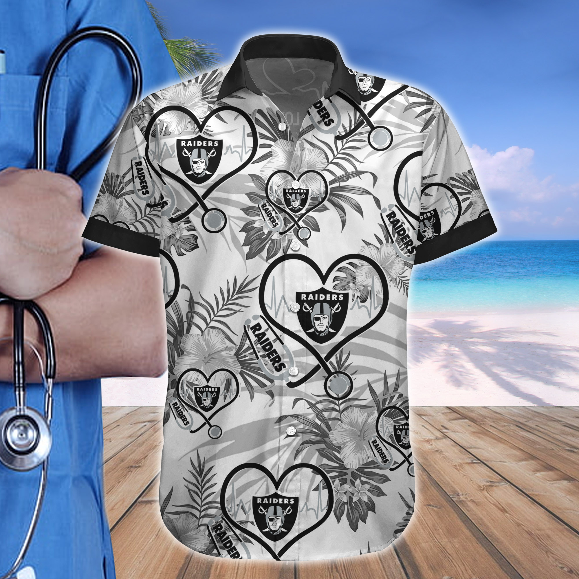 Nurse Love Las Vegas Raiders Hawaiian shirt