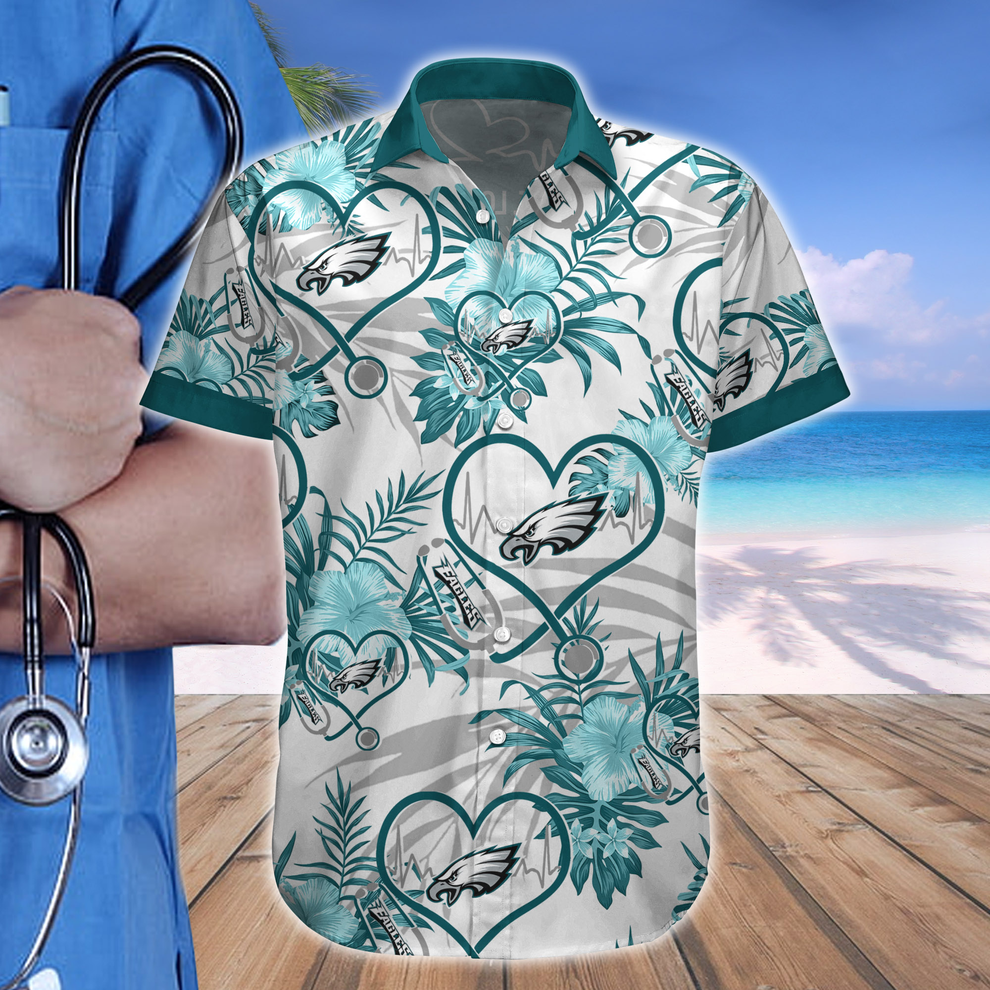 Nurse Love Philadelphia Eagles Hawaiian shirt