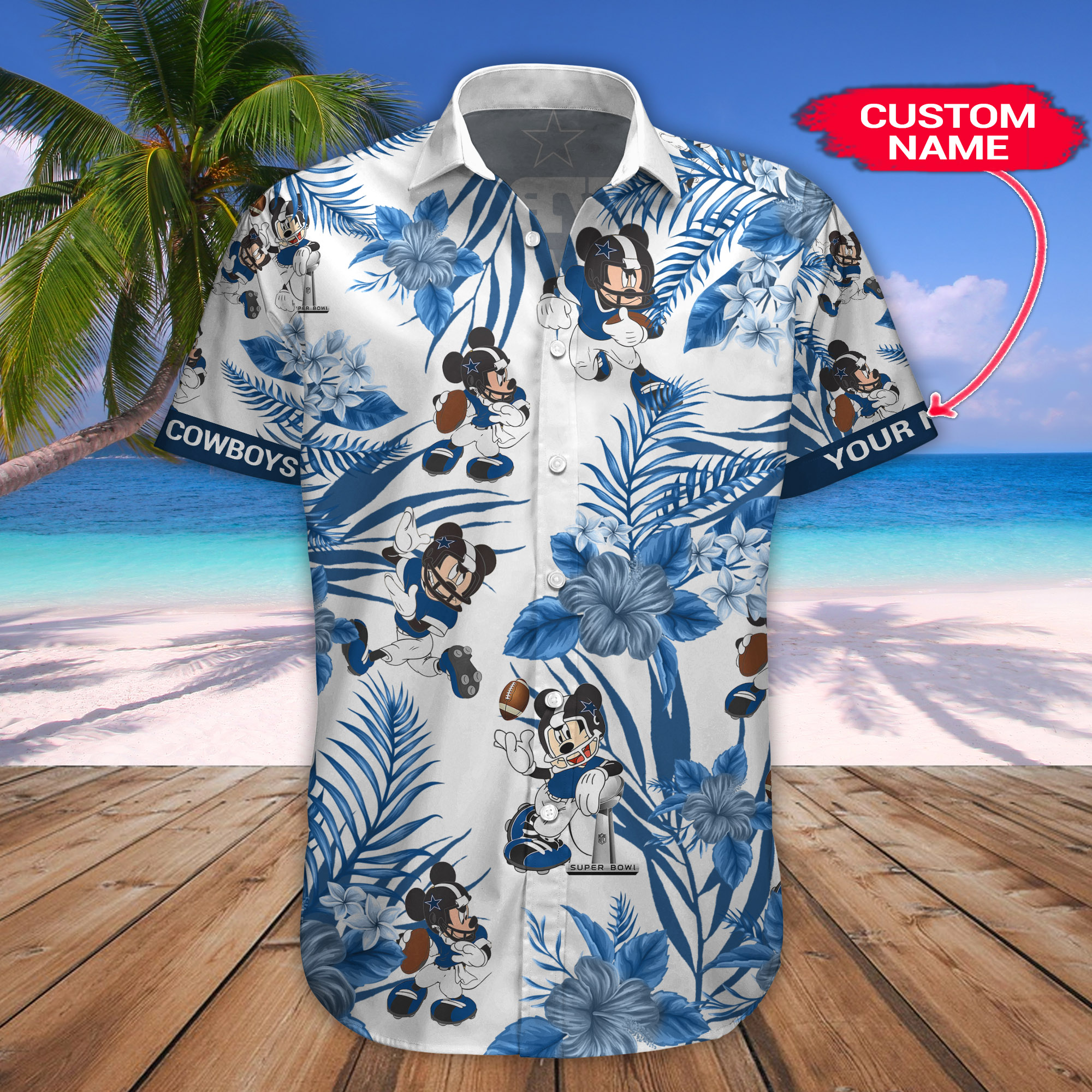 Dallas Cowboys Mickey Custom Name Hawaiian Shirt