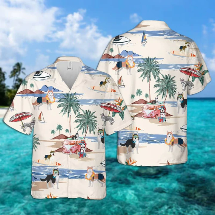 Husky Summer Beach Aloha Hawaiian Shirt