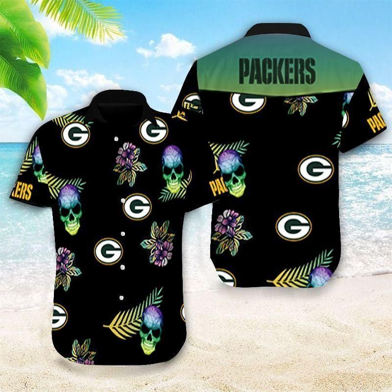 NFL Green Bay Packers Tropical Skull Hawaiian Shirt