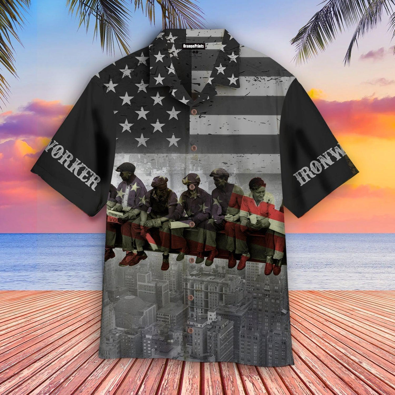 Ironworker American Flag Hawaiian Shirt