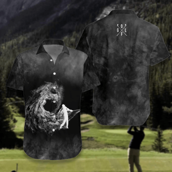 Golfer On Smoke Background Hawaiian Shirt