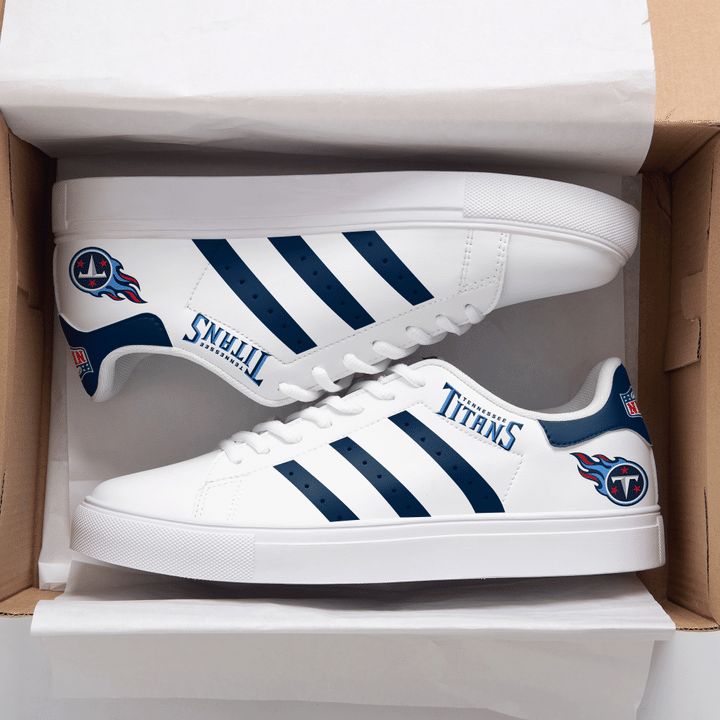 Tennessee Titans NFL Navy And White Stan Smith Low Top Shoes
