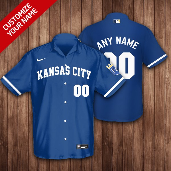 Kansas City Royals MLB Navy Personalized Hawaiian Shirt