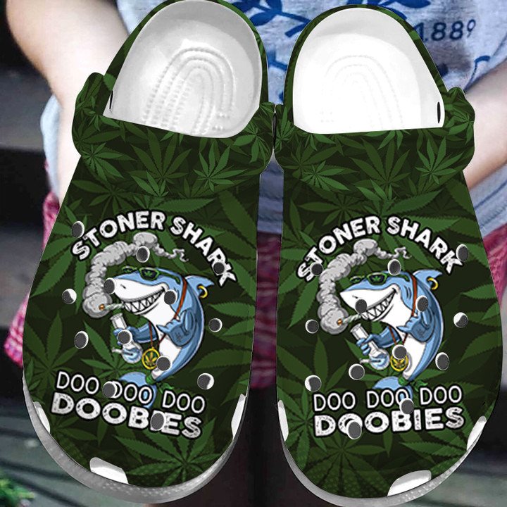 Stoner Shark Doo Doobies Weed Crocs Crocband Clogs