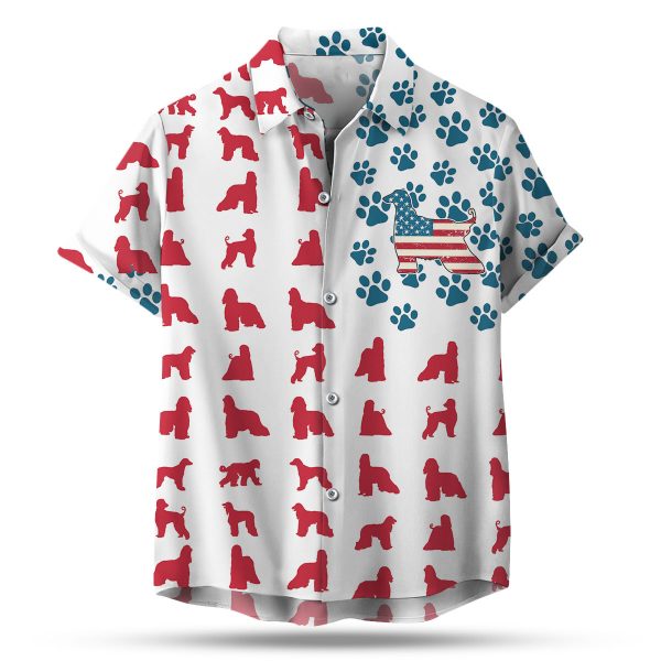 Afghan Hound American Flag Hawaiian shirt