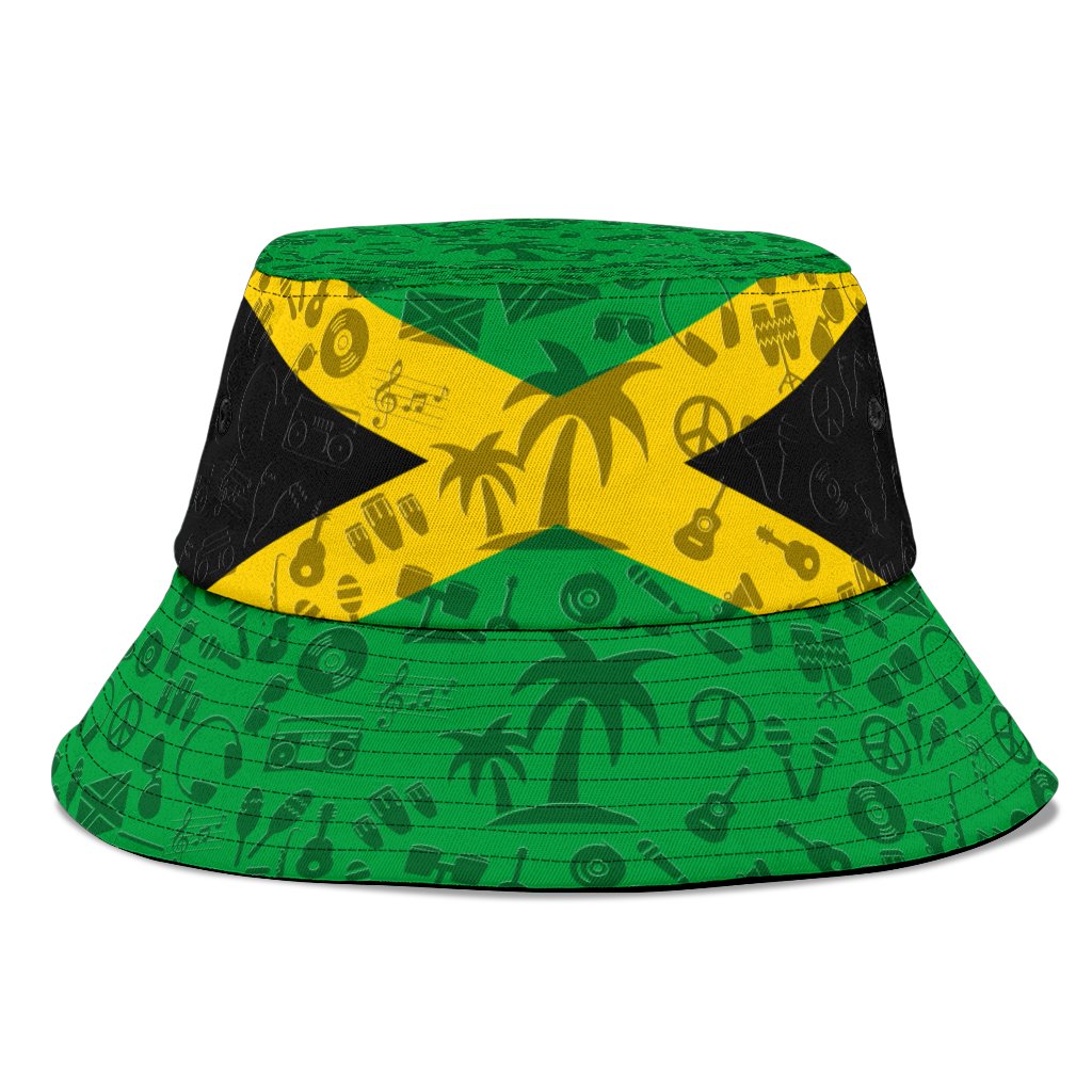 Jamaica Flag And Symbol Bucket Hat Cap