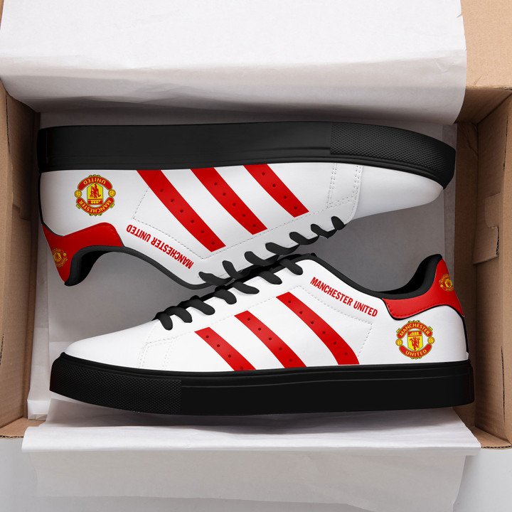 Manchester United Red And White Stan Smith Low Top Shoes