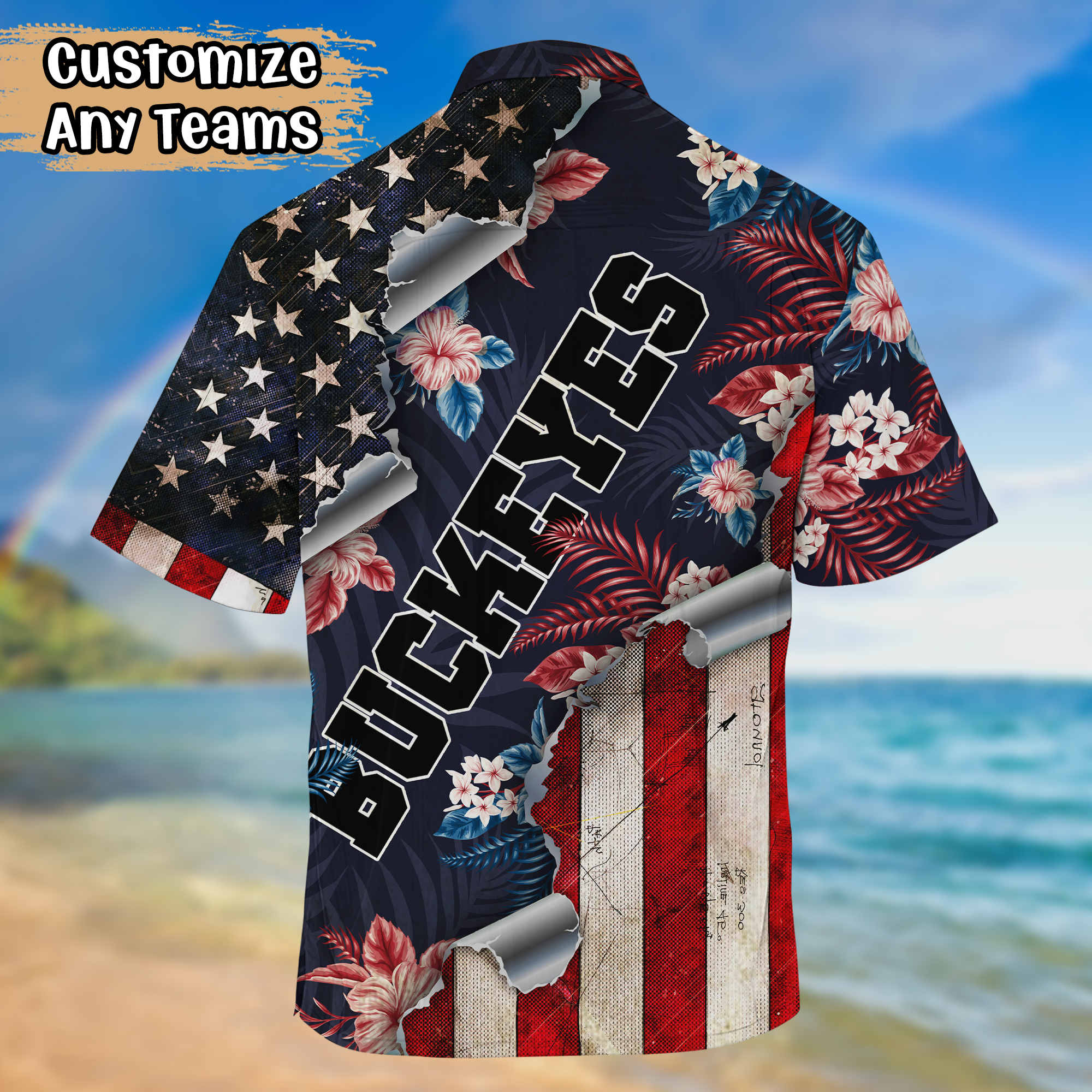 Ohio State Buckeyes US Flag Independence Day Hawaiian Shirt
