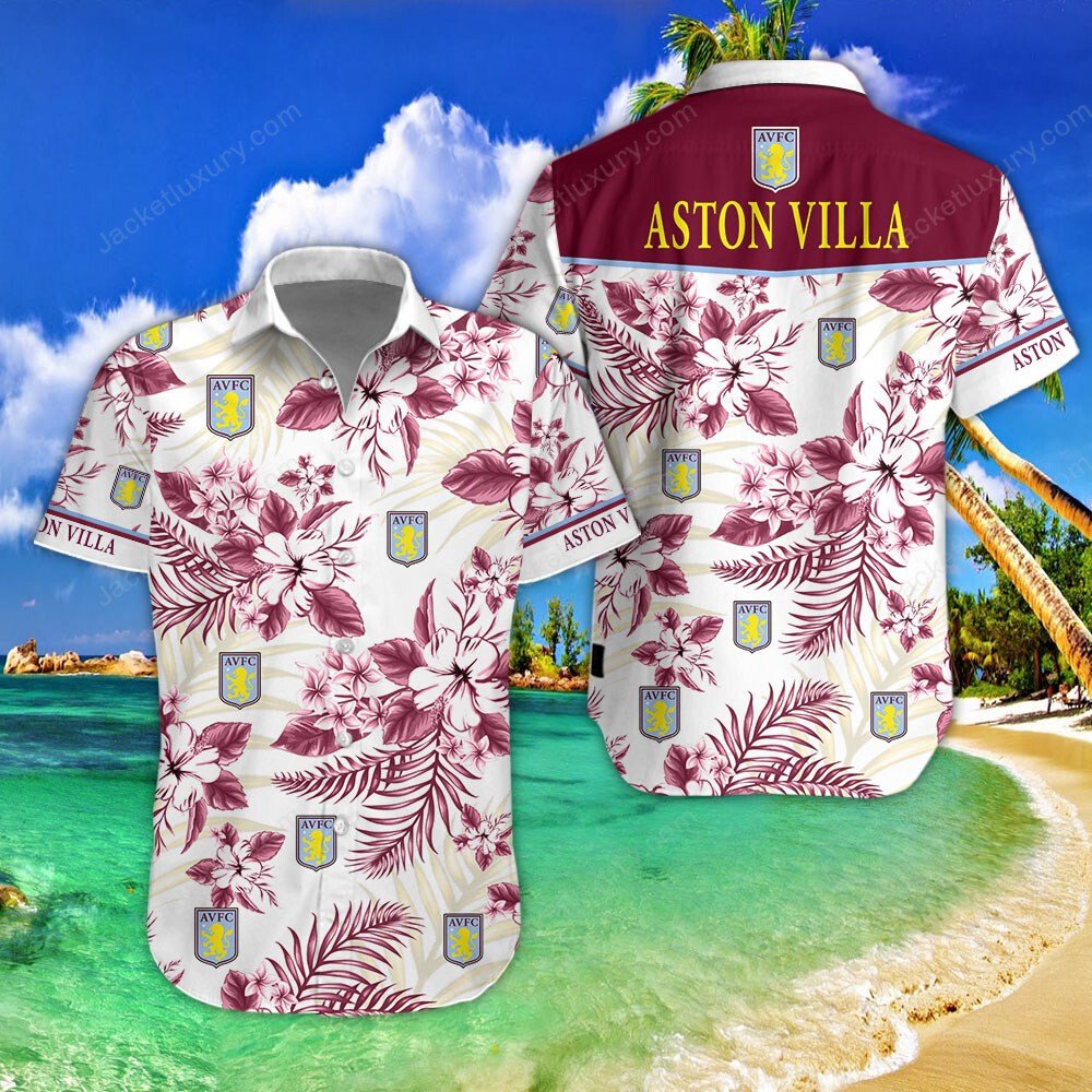 Aston Villa FC purple 2022 tropical summer hawaiian shirt