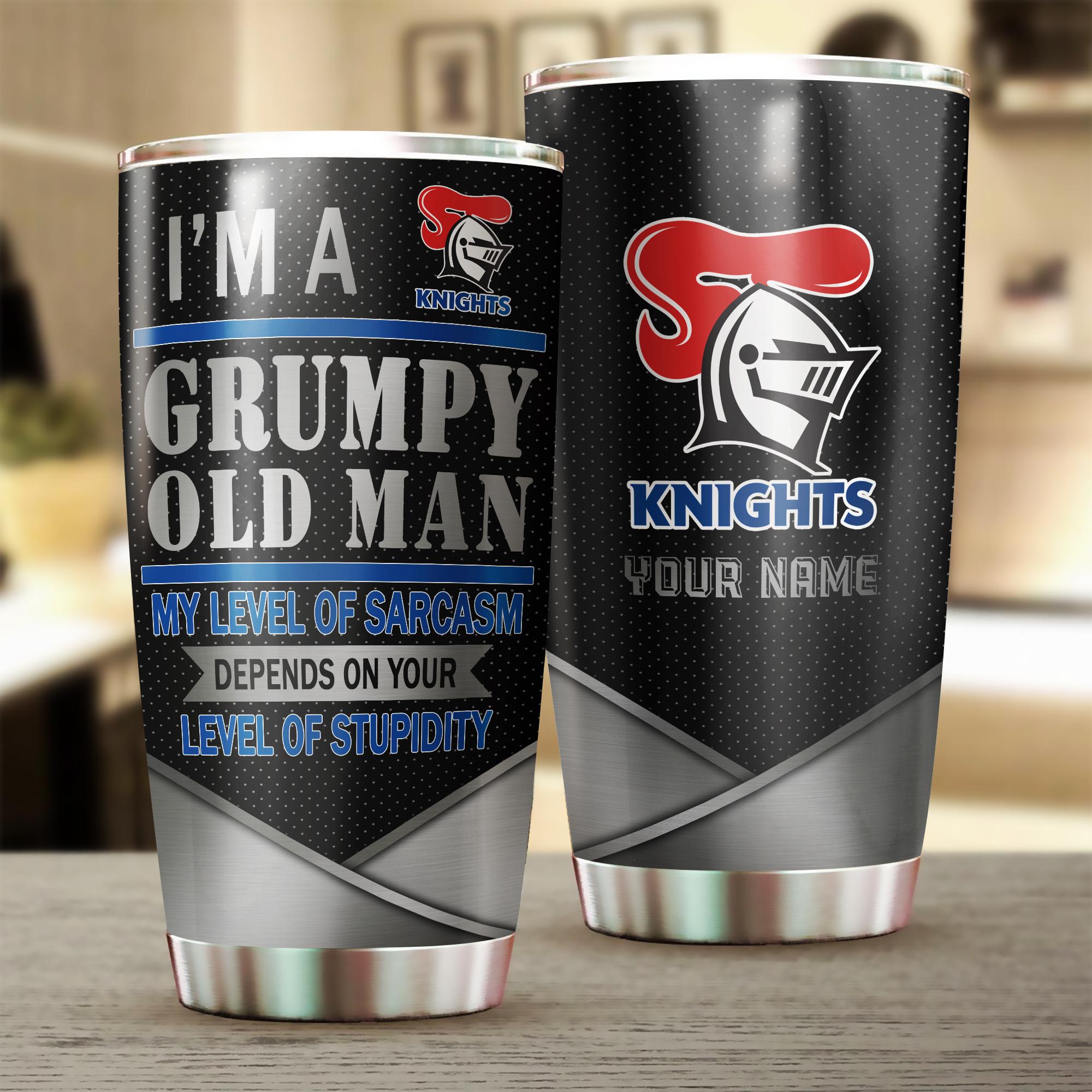 Newcastle Knights I'm A Grumpy Old Man Custom Name Tumbler Cup