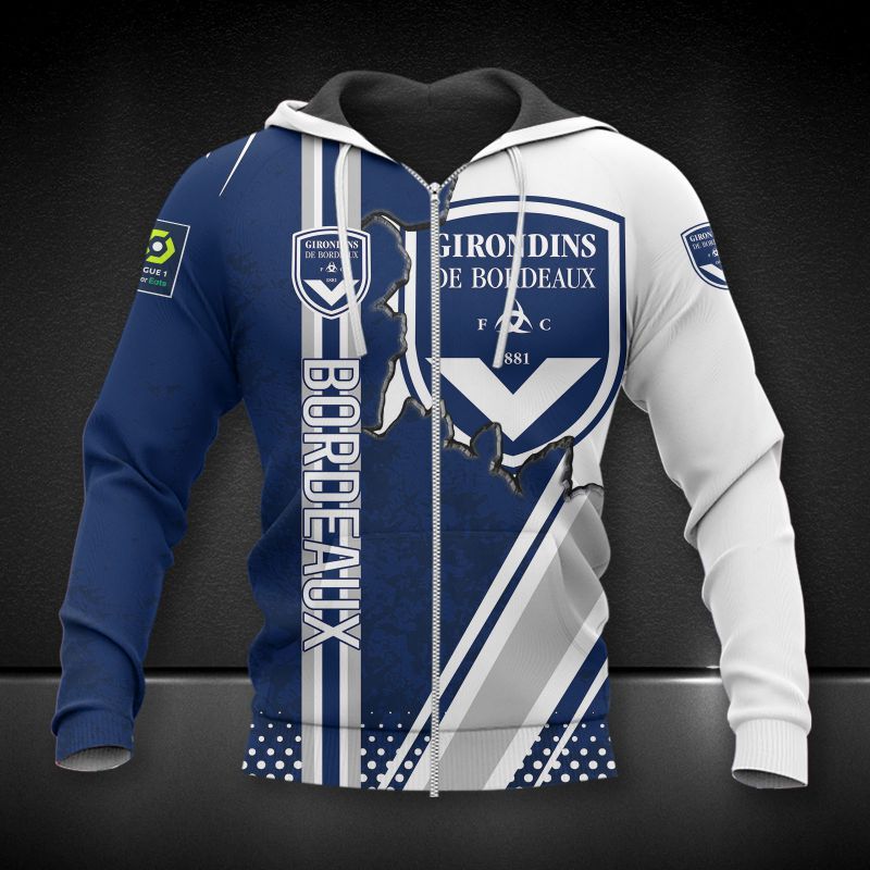 Girondins de Bordeaux navy white 3d all over printed hoodie