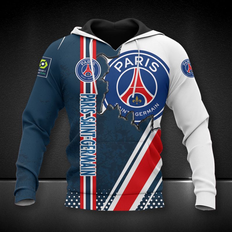 PSG navy white 3d all over printed hoodie