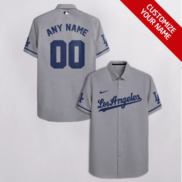 Los Angeles Dodgers MLB Personalized Gray Hawaiian Shirt