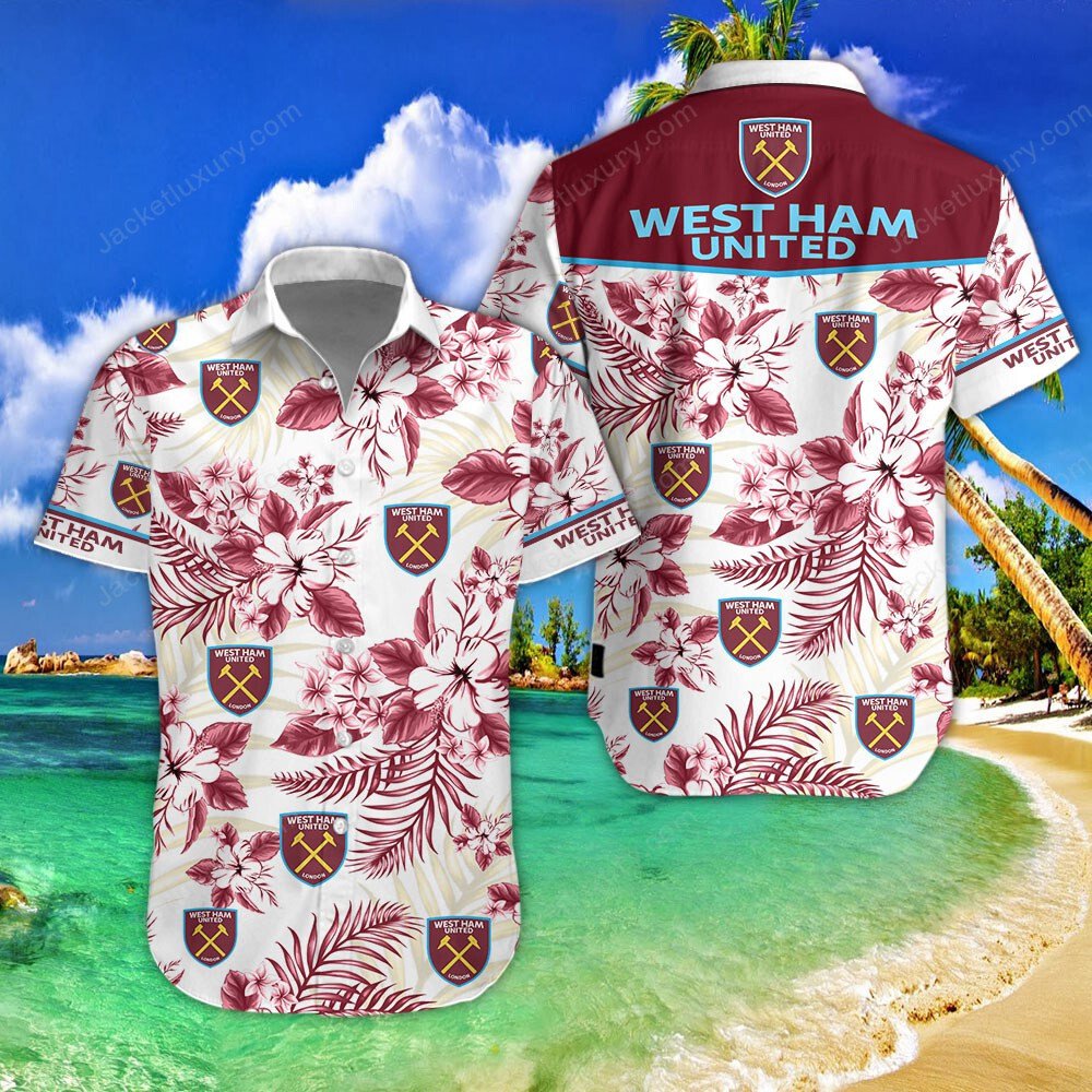West Ham United FC red 2022 tropical summer hawaiian shirt
