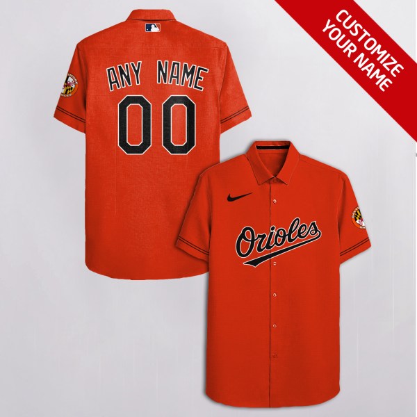 Baltimore orioles MLB Personalized Orange Personalized Hawaiian Shirt