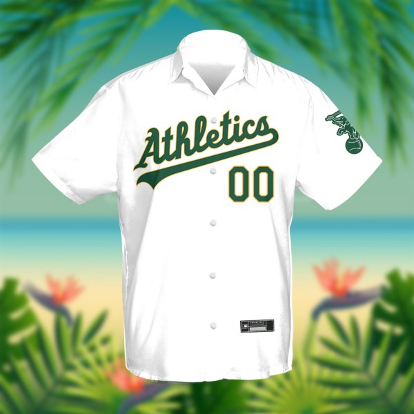 Oakland Athletics MLB Custom Name White Hawaiian Shirt