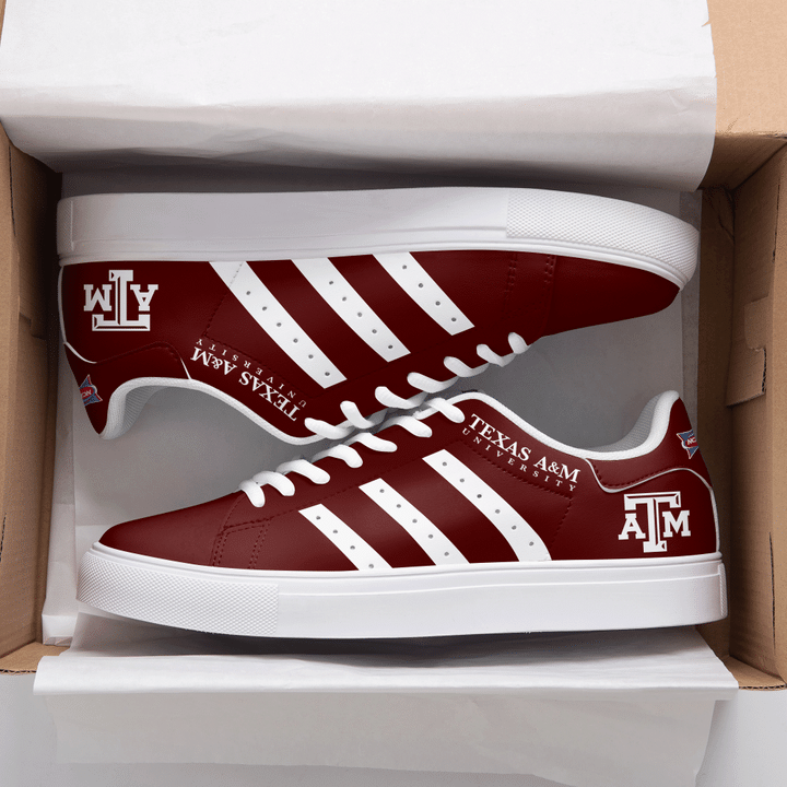 Texas A&M NCAA Brown And White Stan Smith Low Top Shoes