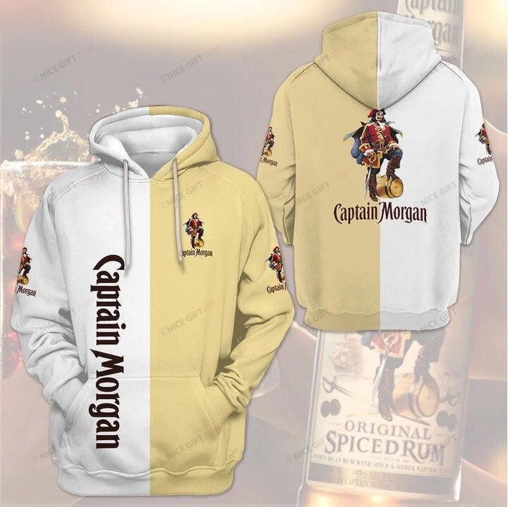 Captain Morgan Beige And White 3D Hoodie